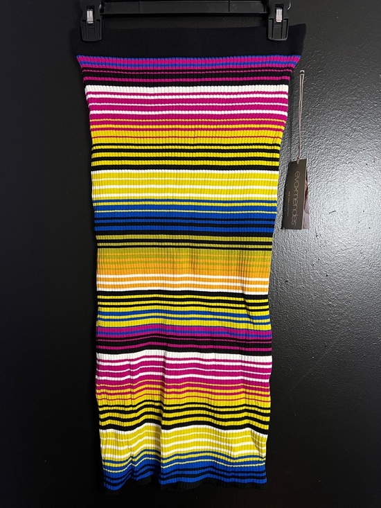 New York & Company Dresses & Skirts - NY&Co Eva Mendes Multicolor Striped Knit Midi Skirt - Yellow/Blue/Pink